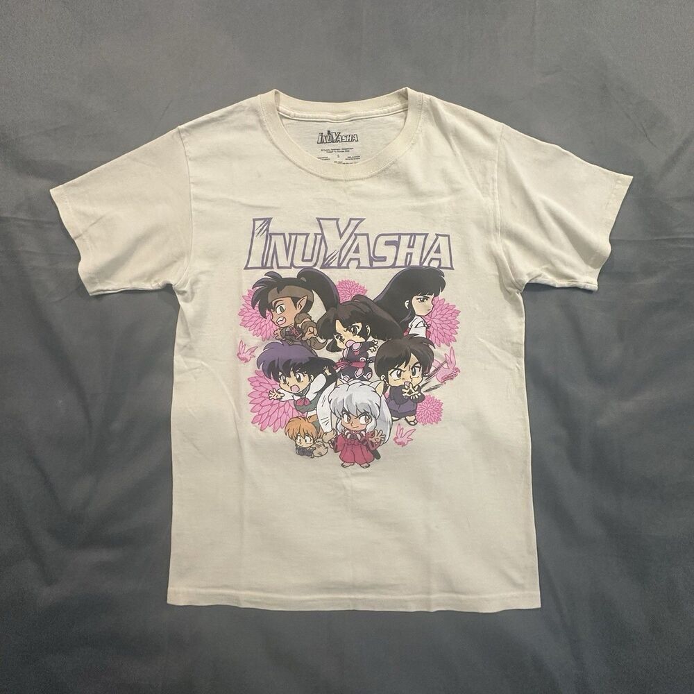 InuYasha Shirt Mens Small Chibi Graphic Tee Anime Cartoon 2009 Y2K Creme